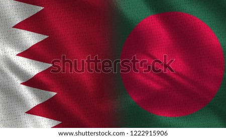 Bahrain and Bangladesh - 3D illustration Two Flag Together - Fabric Texture