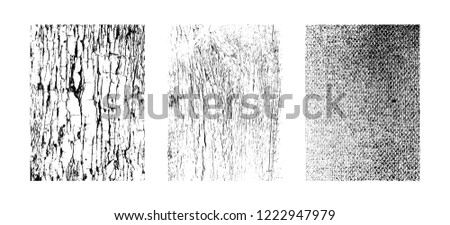 Urban textures, abstract grunge backdrops. Vector clipart collection isolated on white background. Artistic collection of design elements: wavy lines, fabric texture, grainy overlay patterns.