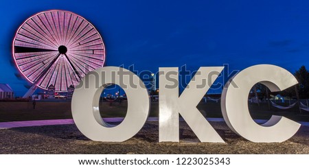 OCTOBER 11, 2018 - Oklahoma City, USA at dusk - Oklahoma City Skyline, Oklahoma City, Oklahoma