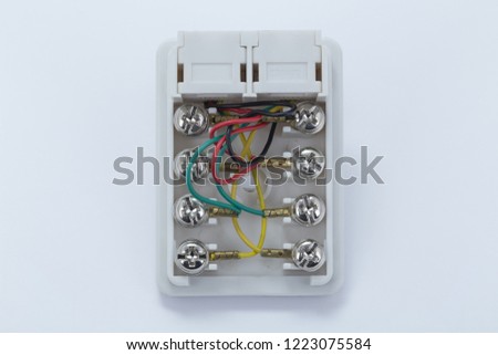 Distributive telephone box without cover on a white background