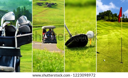 Golf sport picture collage. Golf as a sport and a lifestyle.