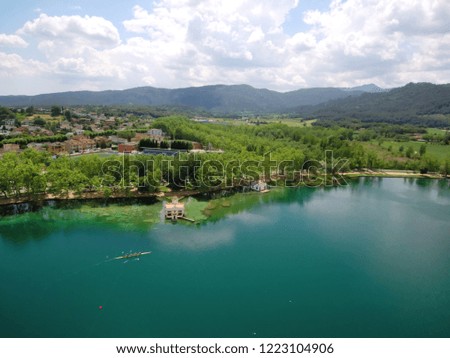 Lake of Banyoles from the air. Girona Spain. Drone Photo