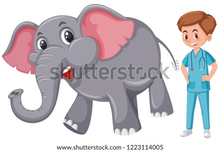 A vet taking care of elepehant illustration