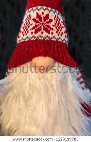 Christmas Holiday Gnome with Long White Beard and Red Stocking Hat.