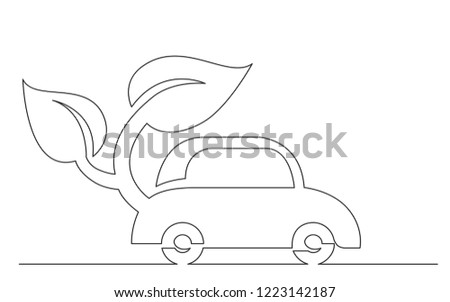 continuous line concept sketch drawing of green energy car symbol