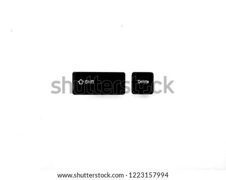 shift + del shortcut keys for permanently delete keyboard button isolated on white background Royalty-Free Stock Photo #1223157994