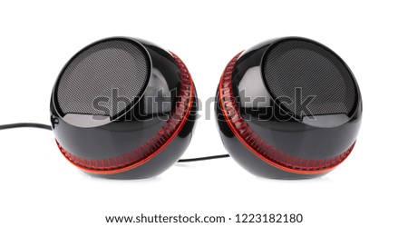 Small computer speakers isolated on a white background