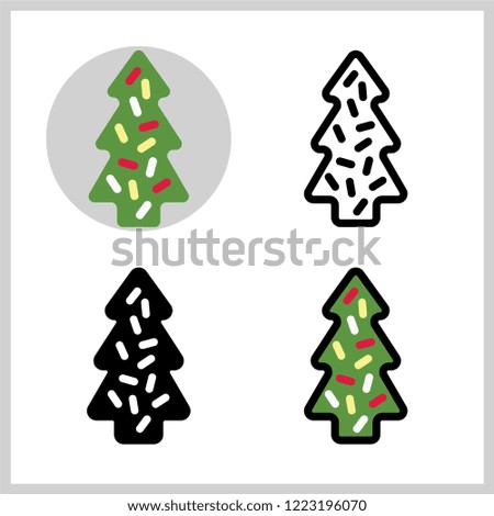 Outline Icon of Christmas Tree Cookie, Filled Outline Pictogram Graphic for Web Design, Symbol of Merry Christmas,  Flat Vector Symbol for Winter Holiday