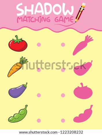 Shadow matching game template illustration