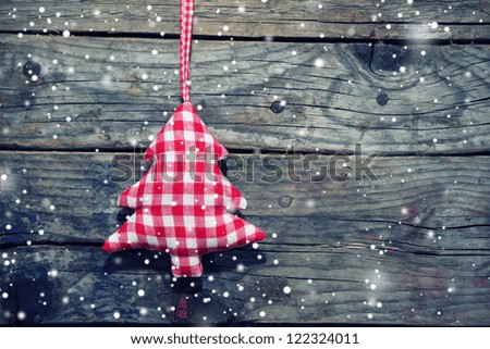 Photo of christmas decorations on wooden background