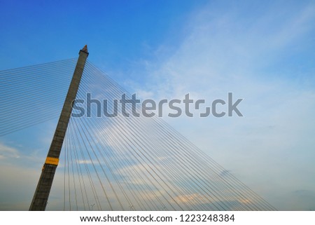 Beautiful Rama 8 bridge with clear blue sky 