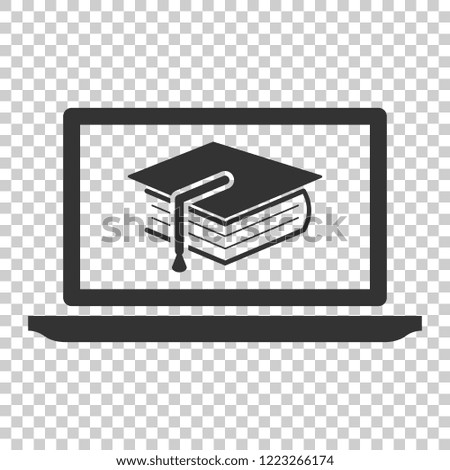 Elearning education icon in flat style. Study vector illustration on isolated background. Laptop computer online training business concept.