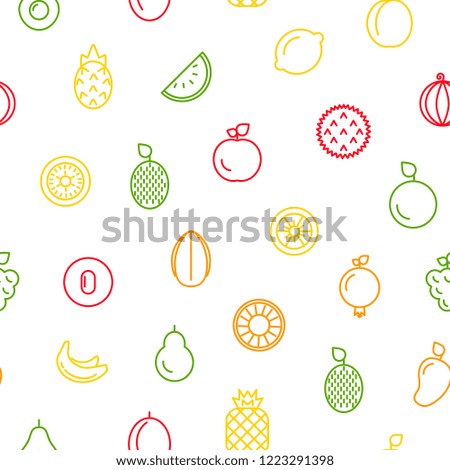 Vector line fruits icons pattern or background illustration
