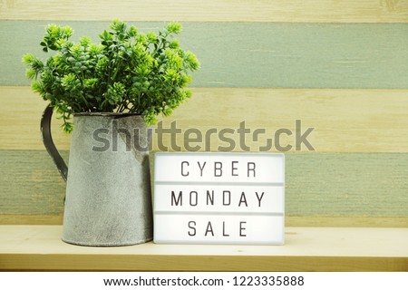 cyber monday alphabet letter on wooden background