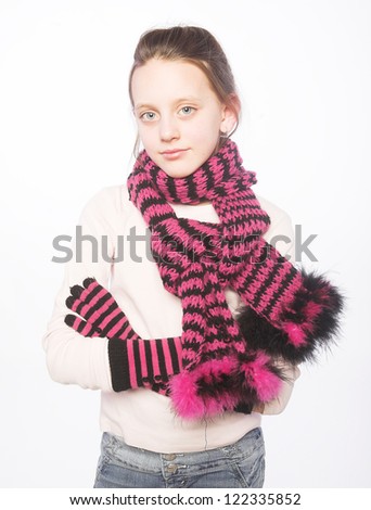 picture from a child girl with winter clothes