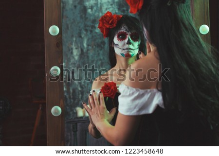 Halloween picture of witch girl with makeup