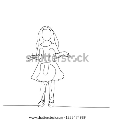 vector, isolated, sketch of simple lines girl