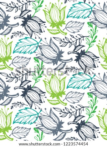 Floral pattern background - hand drawn doodle pattern
