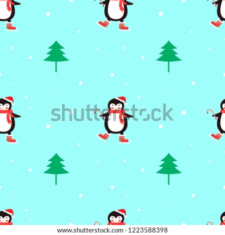 cute penguin seamless pattern vector.