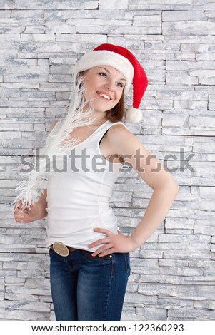santa-girl stay with feather
