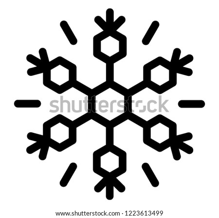 Line icon of winter theme snowflake, decorative snowflake 