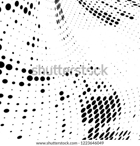 Halftone texture is black and white. The pattern of the ink points are randomly arranged. Vector monochrome background. Abstract the surface of chaos