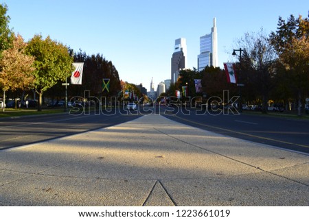 Pictures of Philadelphia City Scape on a sunny day in Fall.