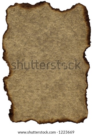 A brown textured background with wood pulp detail and a burned edge.