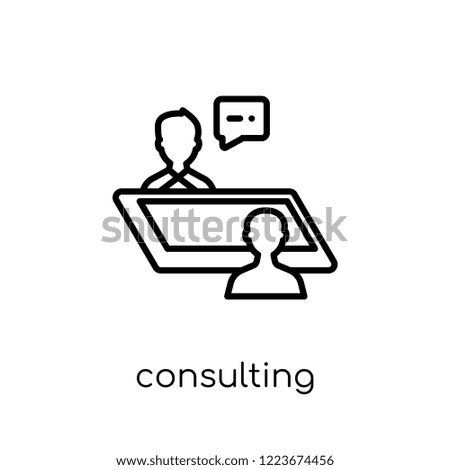 Consulting icon. Trendy modern flat linear vector Consulting icon on white background from thin line Business and analytics collection, editable outline stroke vector illustration