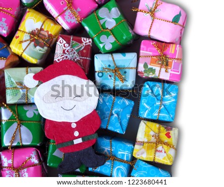 Santa Claus with Christmas gift box Christmas  background.