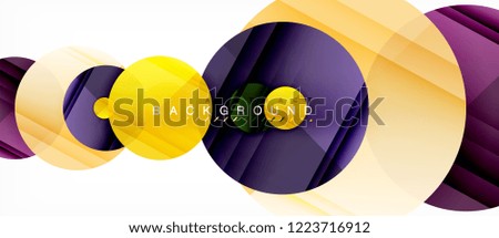 Glossy colorful circles abstract background, modern geometric design, vector