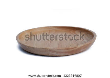 wooden plate isolated on white background.