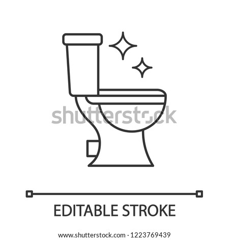 Toilet cleaning linear icon. Thin line illustration. Bathroom cleaning. Contour symbol. Vector isolated outline drawing. Editable stroke Royalty-Free Stock Photo #1223769439