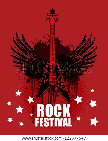 Vector Grunge With  Rock Guitar Background