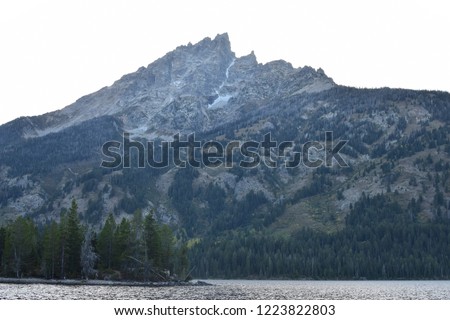 Close up if the Grand Teton Mountains from the Jenny Lake loop trail, at the Grand Teton National Park, USA