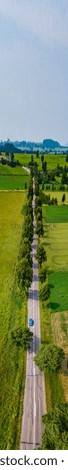 Vertical panoramic view of road made from drone. Useful for  tall banner.