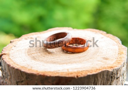 wedding rings in rustic style