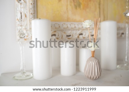 White candles on the table