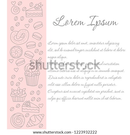 Sweets bakery candy line divider row vector icons set