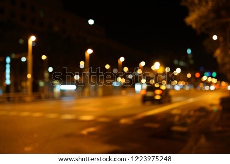 Street of Barcelona in the night. Spain