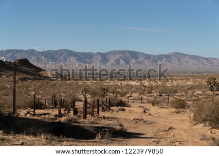 Arid landscape of the California desert, road