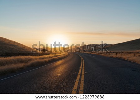Arid landscape of the California desert, road