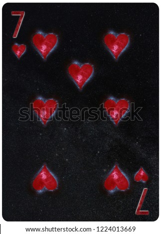Seven of Hearts playing card Abstract Background