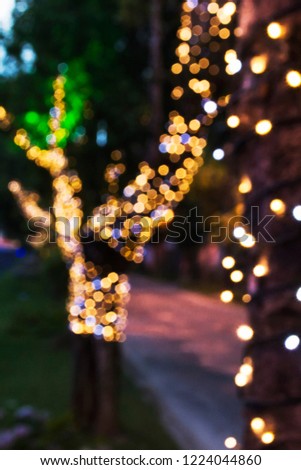 Blurred Christmas lights gracing the night streets of the city