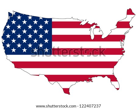 United states vector map with the flag inside. Royalty-Free Stock Photo #122407237