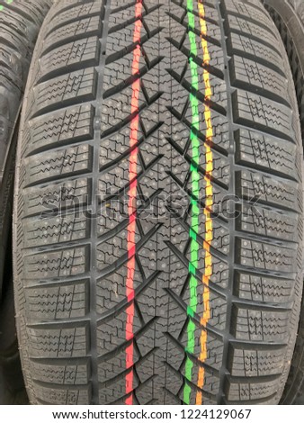 Close up of tire tread for winter 