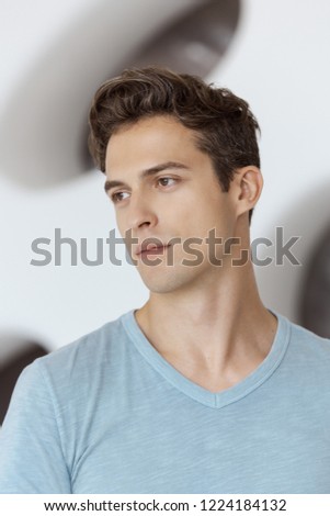 Face of handsome man. Natural portrait with available light of a young man