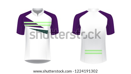 Templates of sportswear designs for sublimation printing. Uniform blank for triathlon, cycling, running competition, marathon and racing games. Vector mockup.