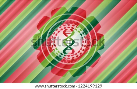 dna icon inside christmas style badge..