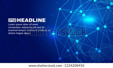 Dot line links, digital earth construction of the global technology network 
technology vector background